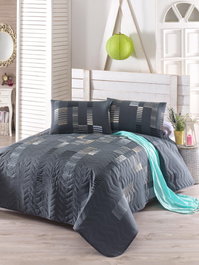 L'essentiel linge de maison Juego de colcha acolchada doble Trace - Anthracite